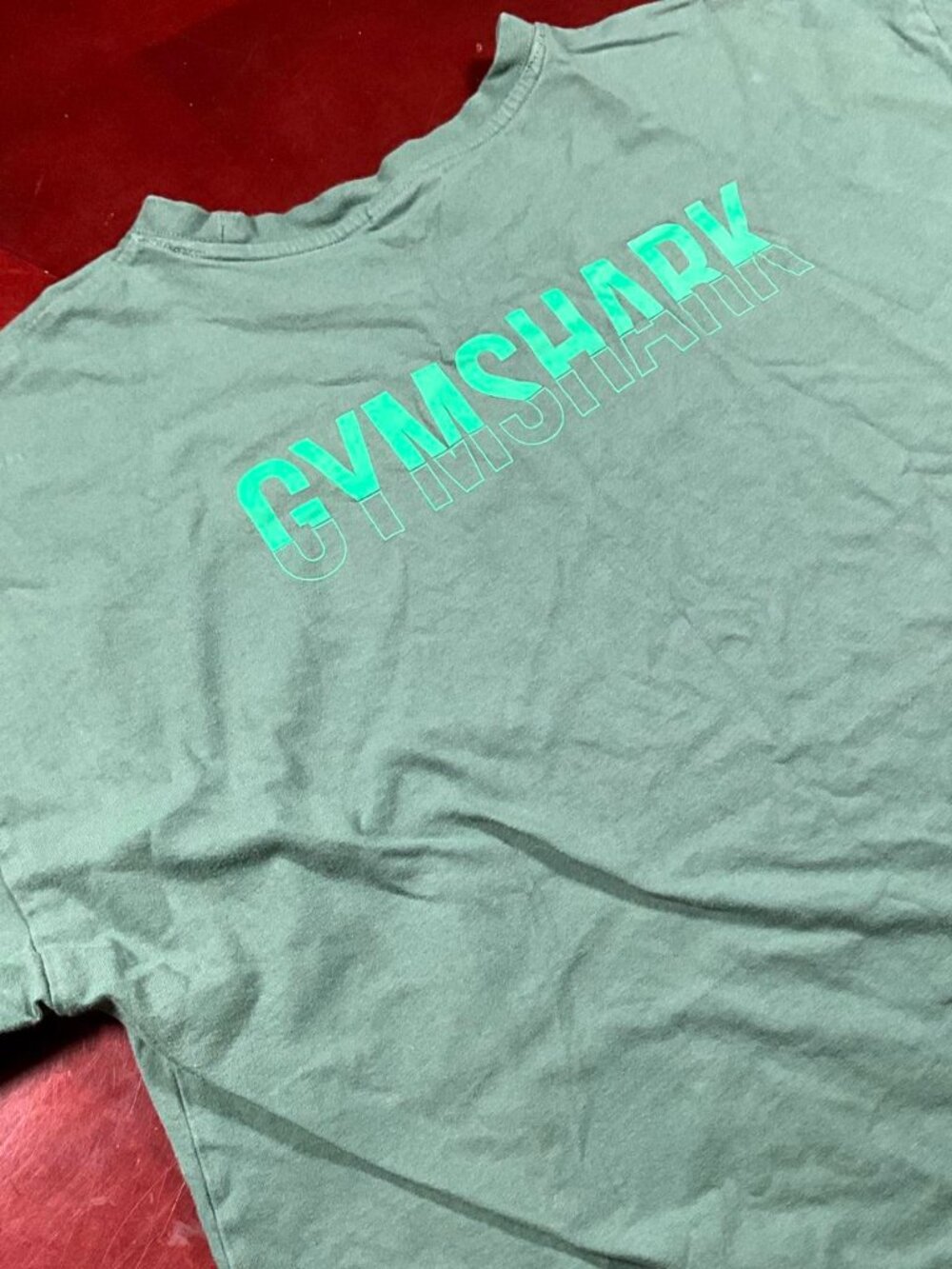 Mens Gymshark Green Spellout Streetwear Training Oversized Graphic Tee (XLarge)